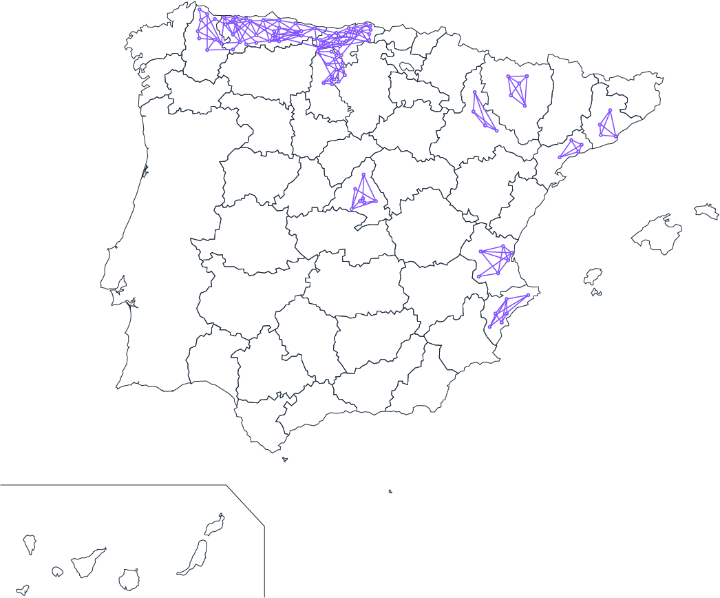 Map of networks in Spain.