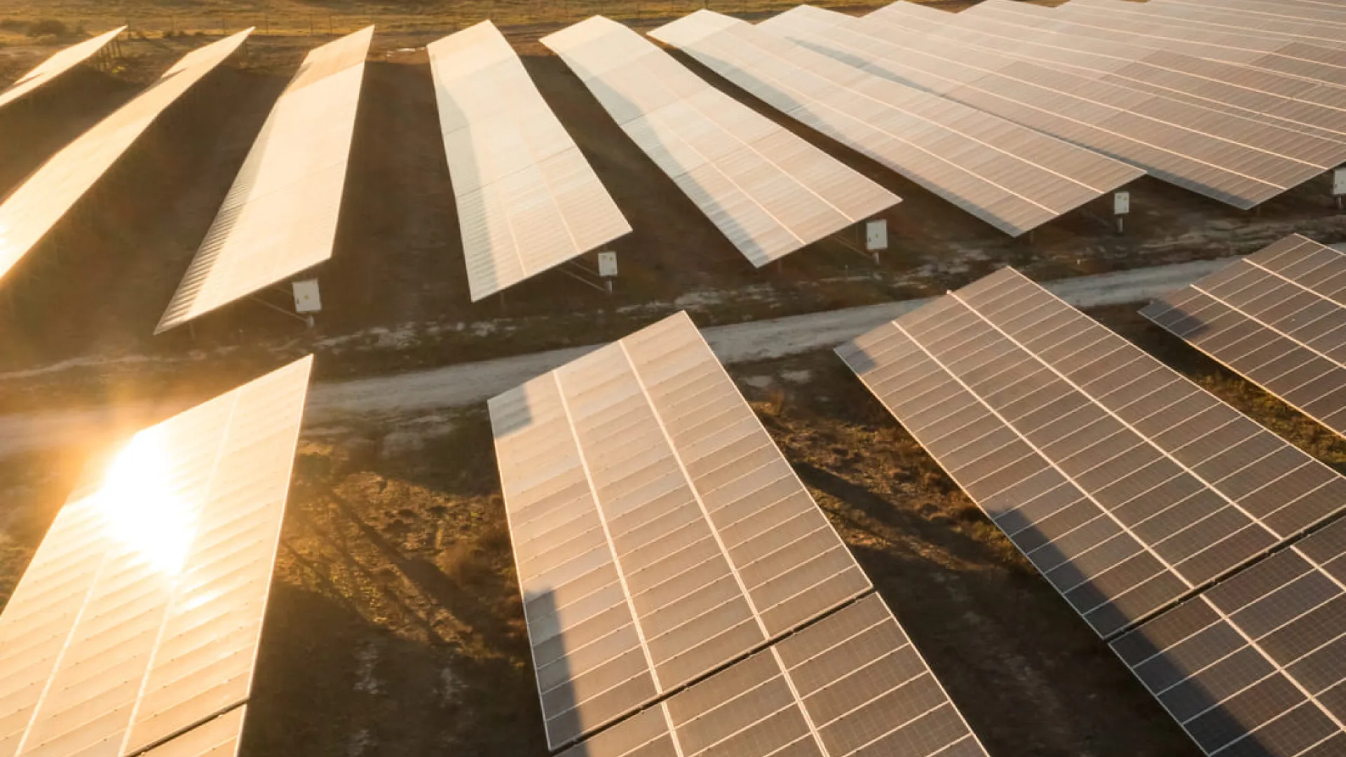 solar panels sunset