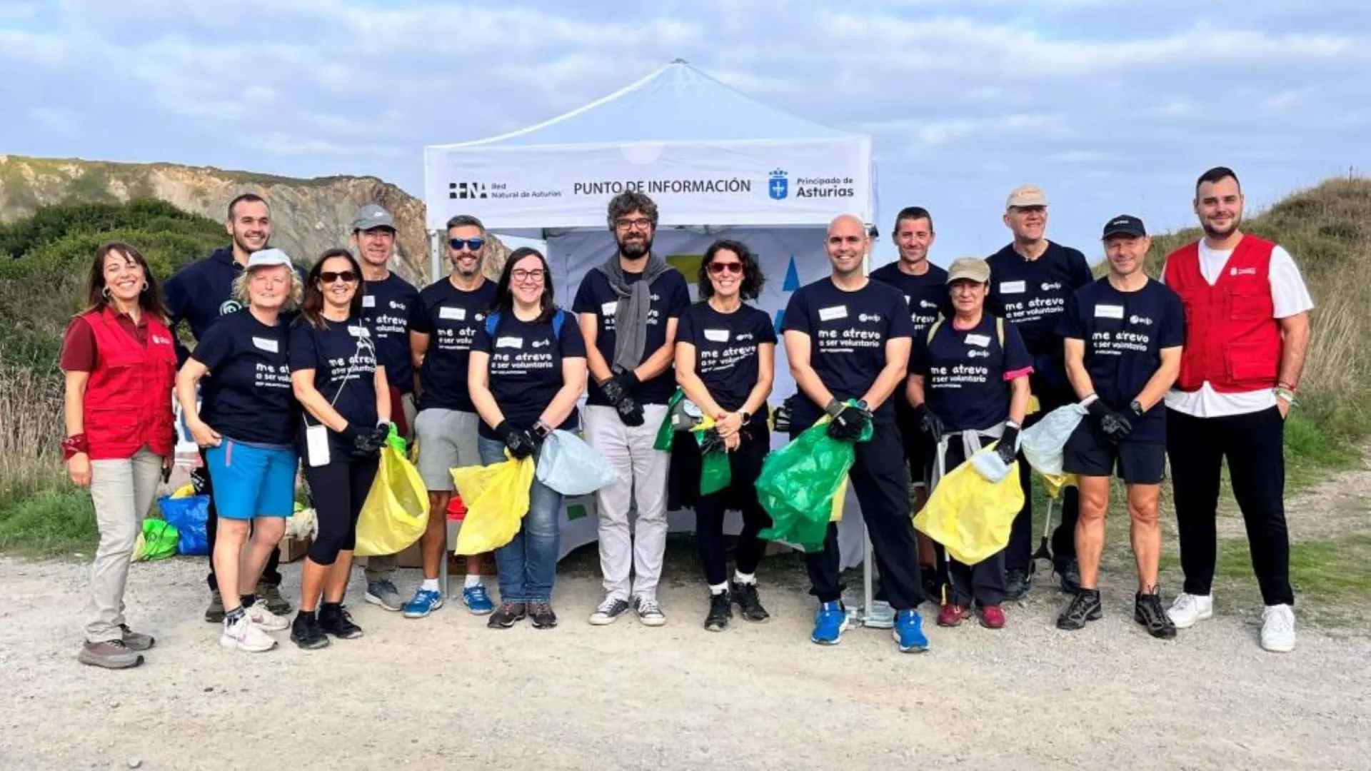 volunteers at a beach cleanup initiative.